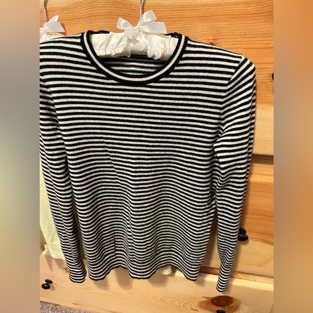 Xs Everlane Black/cream Cashmere Sweater
